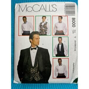 McCalls 8000 mens vest bow tie cummerbund pattern size Small Medium